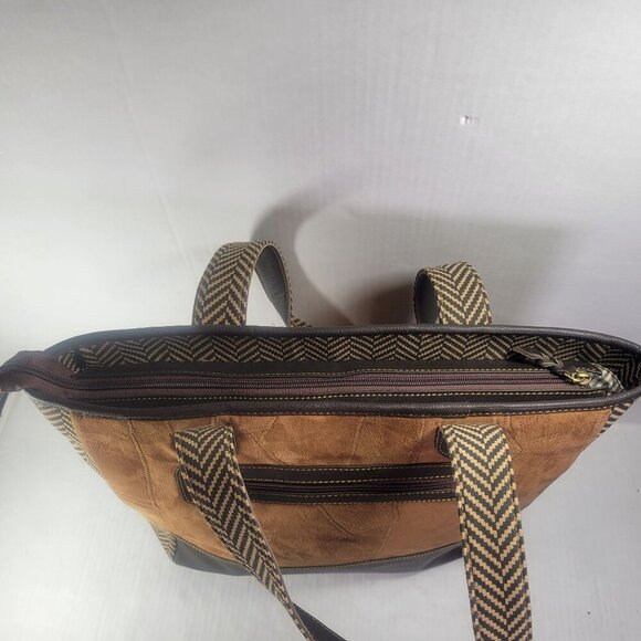 Vaan & Co. Women Milano Upcycled Genuine Leather Herringbone Tote - Picture 13 of 15